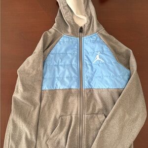Boys Kids Gray and Blue Hooded Jacket